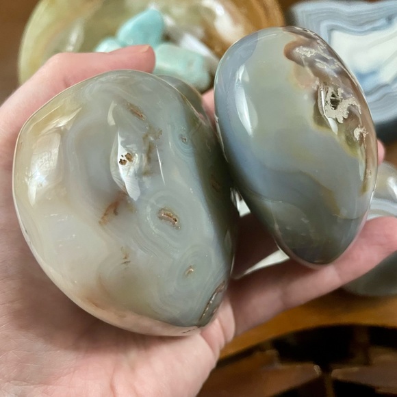 Large 1 puffy flower agate heart - Picture 4 of 8